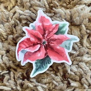 🎄6/$12 Christmas Poinsettia Vinyl Sticker Matte